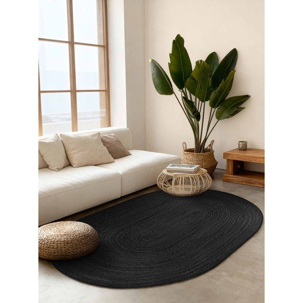 Must kahepoolne/käsitsi kootud džuudist vaip 160x230 cm Braided - Hanse Home-image-1