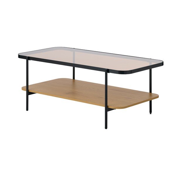 Naturaalse värvi klaasist pealispinnaga kohvilaud 60x120 cm Hassel - Unique Furniture