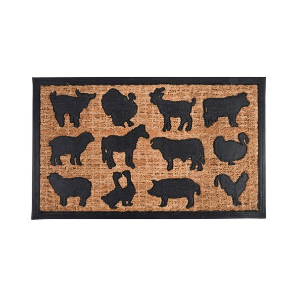 Rohožka z kokosového vlákna s designem zvířat z farmy Esschert Design Gardener, 45,3 x 75,5 cm