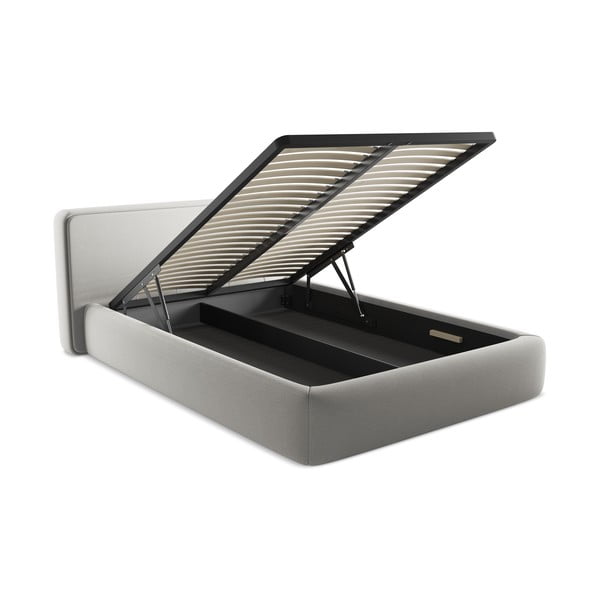 Helehall polsterdatud kaheinimesevoodi koos voodipõhja ja panipaigaga 140x200cm Kiana - Makamii-image-3