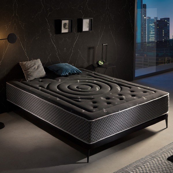 Keskmise/extrakindla vahtpolsterdusega kahepoolne madrats 80x200 cm Premium Black Multizone - Moonia-image-1
