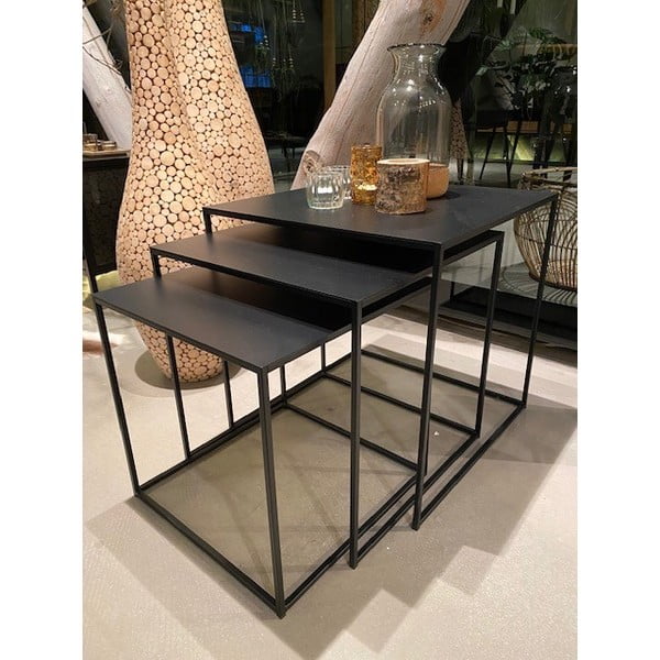 Must metallist diivanilauad 3 tk 50x50 cm komplektis Pebble - Unique Furniture-image-2