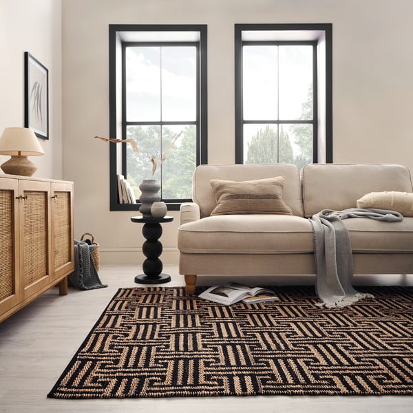 Must käsitsi kootud džuudiseguga vaip 120x170 cm Meander Jute - Flair Rugs-image-2