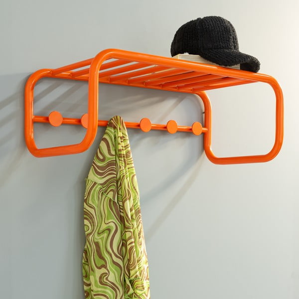 Oranž metallist seinanagi koos riiuliga Retro - Spinder Design-image-1