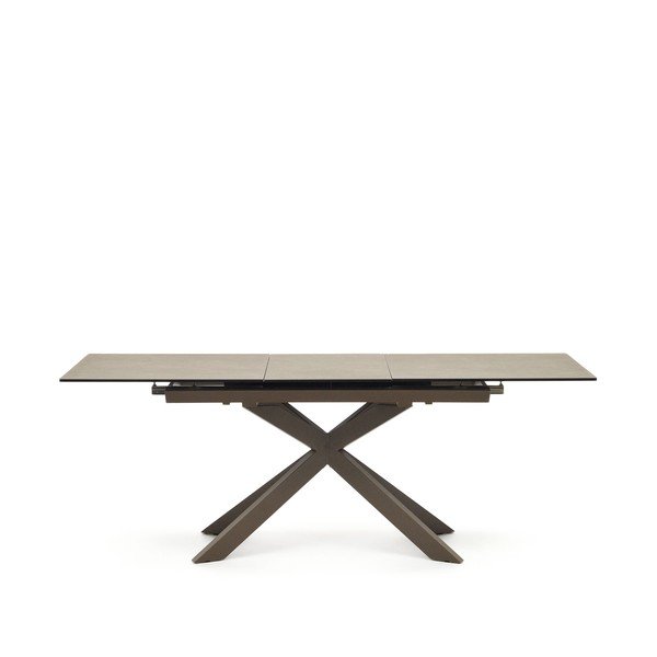 Pruun kokkupandav söögilaud keraamilise lauaplaadiga 90x160 cm Atminda - Kave Home-image-3