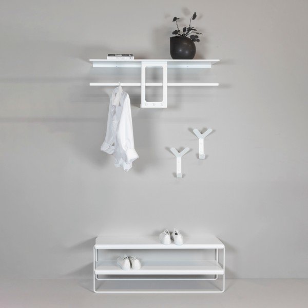 Valge terasest seinanagi koos riiuliga 100 cm Luno Small - Spinder Design-image-4