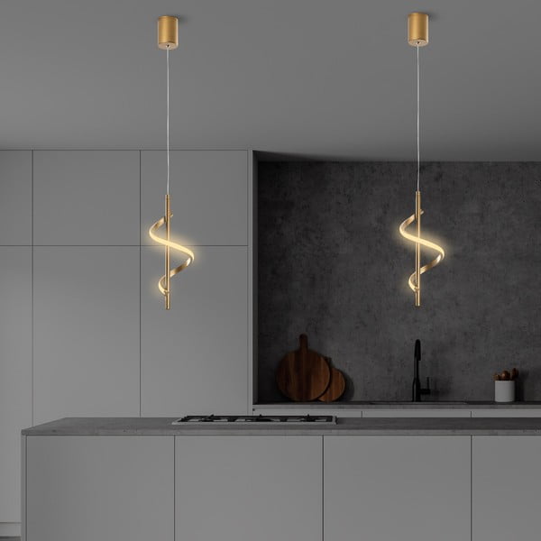 Kuldne LED rippvalgusti ø 16 cm Likma - Opviq lights-image-3