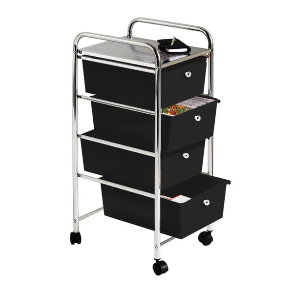 Plastikust ratastega riiul must-hõbedane 33x79 cm - Premier Housewares-image-1