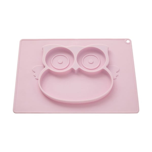 Růžový dětský silikonový talíř s motivem sovy Premier Housewares Zing Food