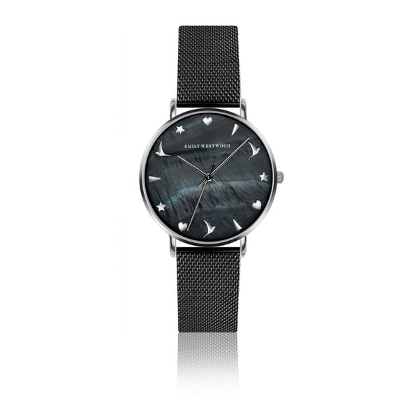 Dámské hodinky s černým páskem z nerezové oceli Emily Westwood Rugnara