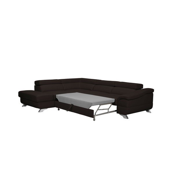Tmavě hnědá rozkládací rohová pohovka Windsor & Co Sofas Gamma, levý roh-image-3