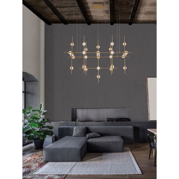 Metallist hämardatav kuldne LED-ripatslamp akrüülklaasist varjuga Atomo - Nova Luce-image-1