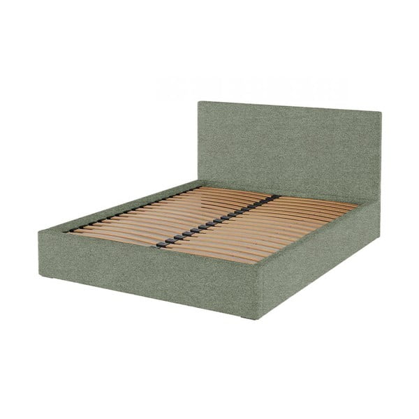 Roheline polsterdatud kaheinimesevoodikoos voodipõhja ja panipaigaga 180x200cm Bufo - MESONICA-image-3