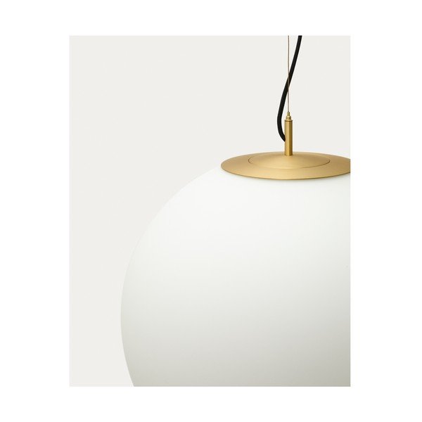 Valge/kuldne ripplamp klaasist varjuga ø 10 cm Brisia - Kave Home-image-2