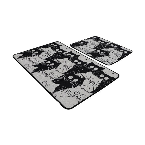 Mustad/hallid vannitoamatid komplektis (2 tk), 60x100 cm White Cats - Foutastic-image-2
