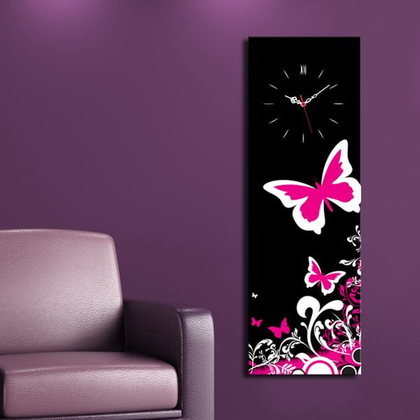 Obrazové hodiny Růžový motýl