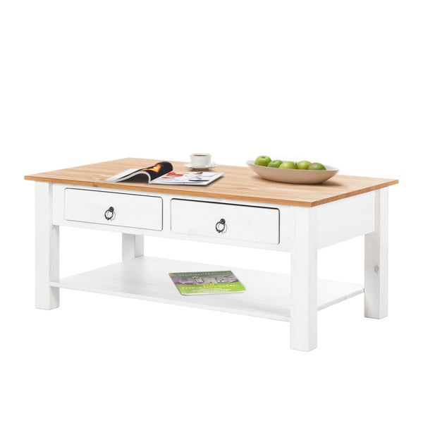 Valge männi kohvilaud naturaalse Inda-plaadiga - Støraa-image-1