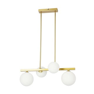 Valge-kuldne rippvalgusti klaasist varjuga Kama - Candellux Lighting