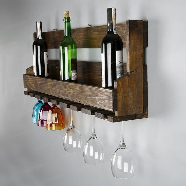 Käsitsi valmistatud veinihoidja ja klaasihoidja täispuidust Catalin Faina, 90 x 30 x 12 cm - Evila Originals-image-1