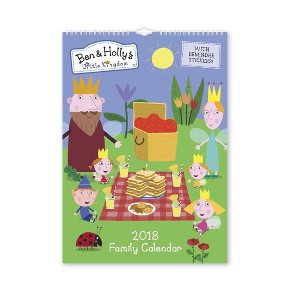 Nástěnný rodinný kalendář pro rok 2018 s lepíky Portico Designs Ben & Holly, A3