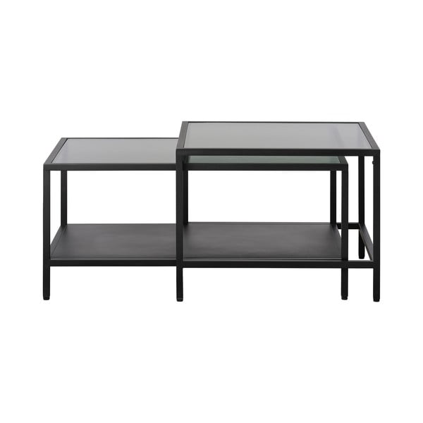 Mustad klaasist diivanilauad 2 tk 60x60 cm Bronco - Unique Furniture