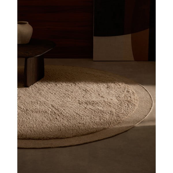 Kreem käsitsi kootud villane ümmargune vaip ø 200 cm Marely - Kave Home-image-2