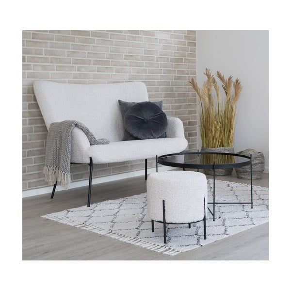 Valge bukleekangast diivan 128 cm Glasgow - House Nordic-image-1