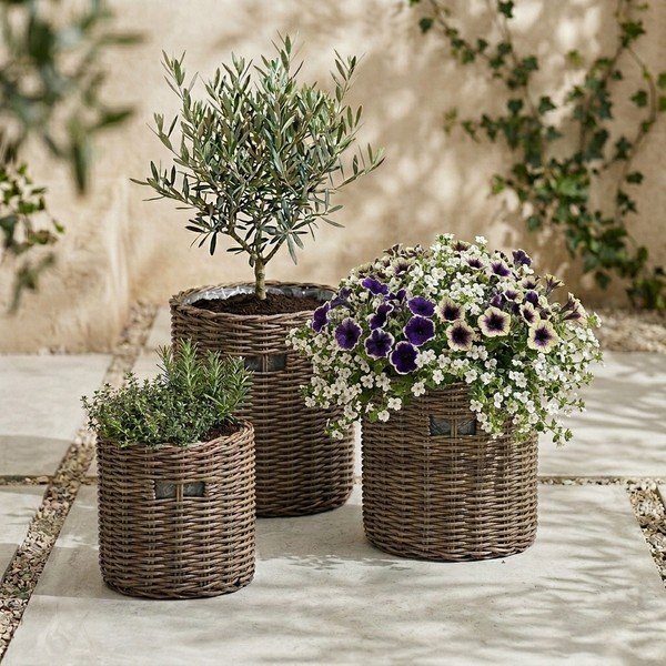 Lillepoti katted komplektis  3 tk kunstlik rotang ø 42 cm – Bonami Essentials-image-1