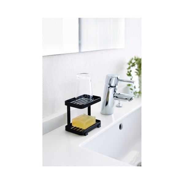 Musta värvi korpuse seebitaldrik koos hoiuruumiga Tower - YAMAZAKI-image-2