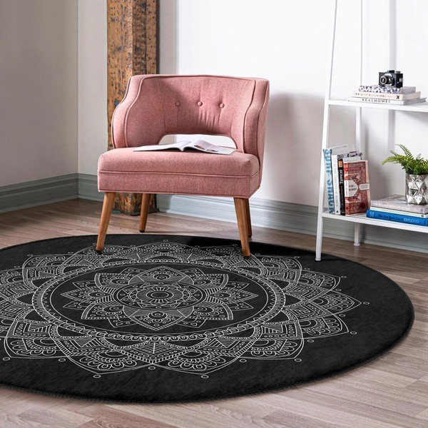 Must pestav ümmargune vaip, sobitub robottolmuimejaga ø 100 cm Comfort - Mila Home-image-3