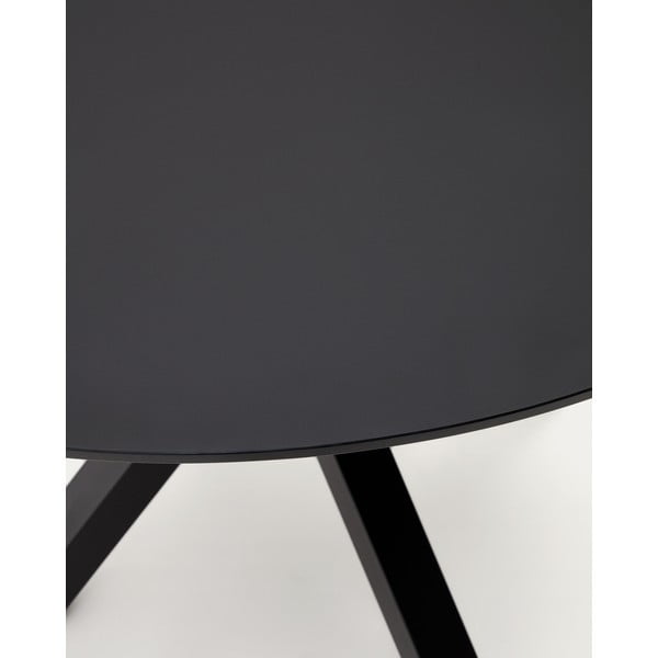 Must ümmargune söögilaud klaasist lauaplaadiga ø 120 cm Argo - Kave Home-image-3