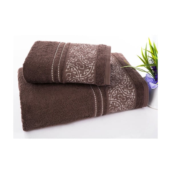 Sada 2 ručníků Saray Brown, 50x90 cm a 70x140 cm