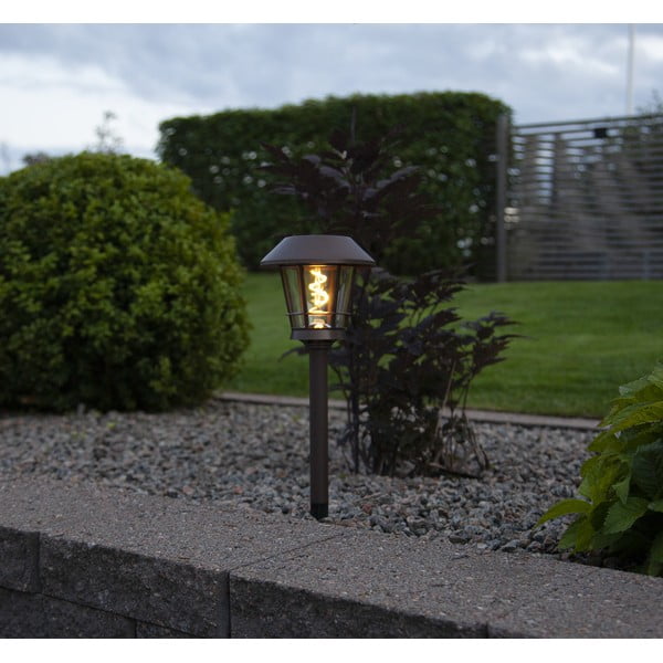 Pruun päikesepaneeliga LED valgusti, kõrgus 35 cm Fergus - Star Trading-image-3