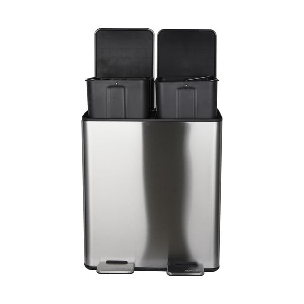 Matt hõbedane terasest prügikast 2x20 l sorteeritud jäätmete jaoks/pedaaliga Aliya - Spirella-image-4