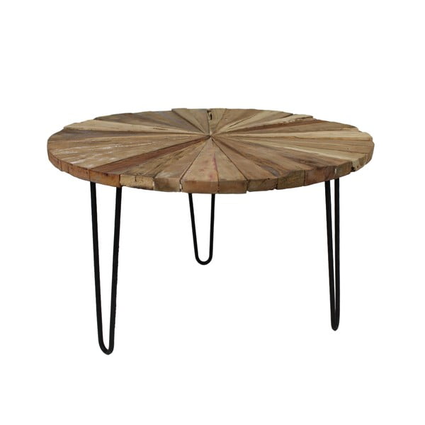 Odkládací stolek s deskou  z teakového dřeva HSM collection Sun Vleg, ⌀ 80 cm