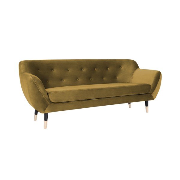 Hořčicově žlutá pohovka s černými nohami Mazzini Sofas Amelie, 188 cm-image-2