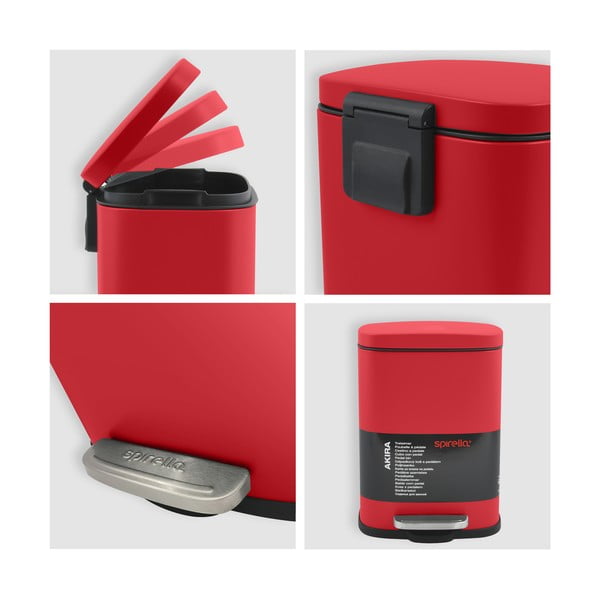 Punane terasest prügikast 5 l Akira - Spirella-image-4