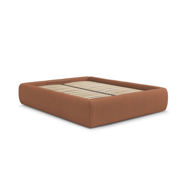 Oranž polsterdatud kaheinimesevoodi koos panipaiga ja voodipõhjaga, ilma peatsita 160x200 cm Inera - Bobochic Paris
