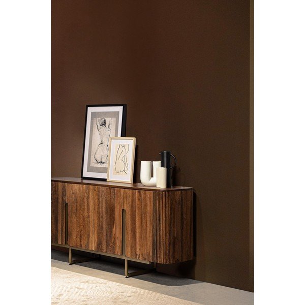 Kuldset ja naturaalset värvi mangopuidust kummut, 160x75x40 cm Vilas – Bizzotto-image-1