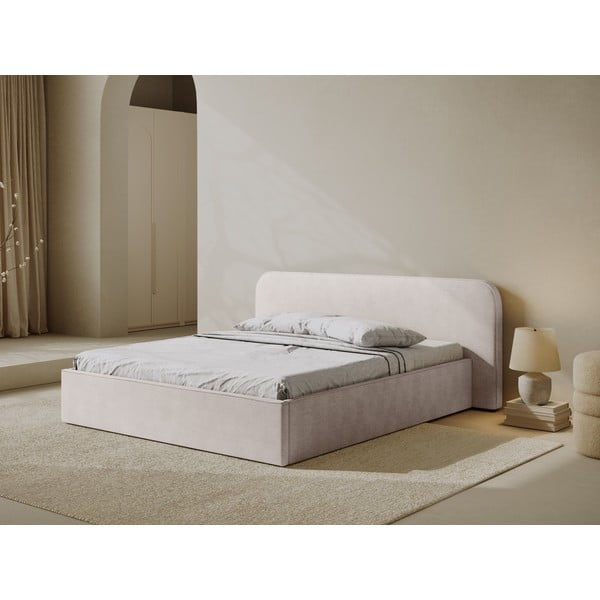 Valge polsterdatud kaheinimesevoodi koos panipaiga ja voodipõhjaga 140x200 cm Elizabeth - Micadoni-image-1