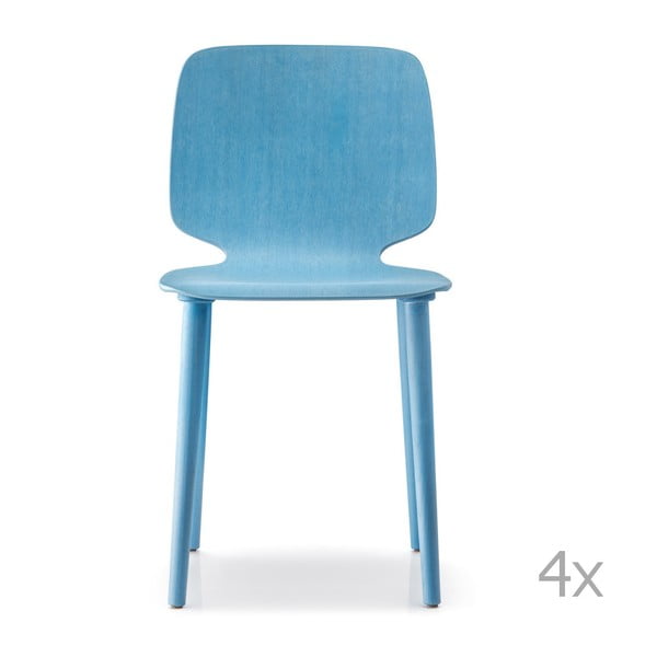 Sada 4 modrých jídelních židlí Pedrali Babila