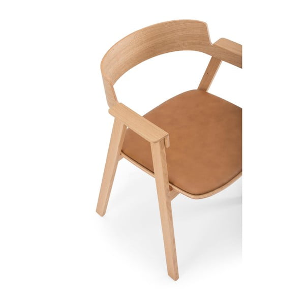 Pruun söögitool tammepuidust käetugedega Flip – Gazzda-image-2