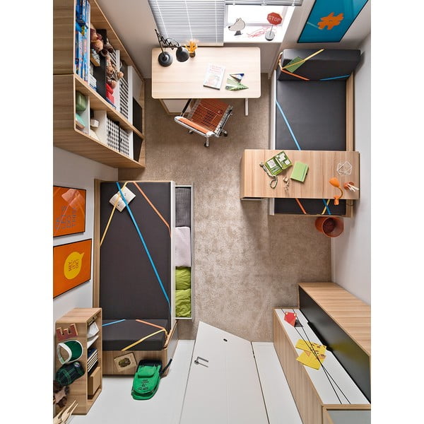 Jednolůžková postel s bílými a šedými detaily Vox Evolve, 90 x 200 cm-image-3