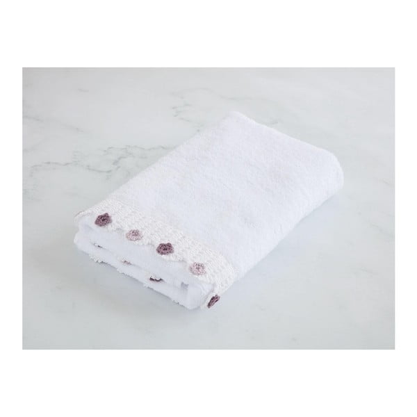 Bílý bavlněný ručník k umyvadlu Flower, 50 x 76 cm