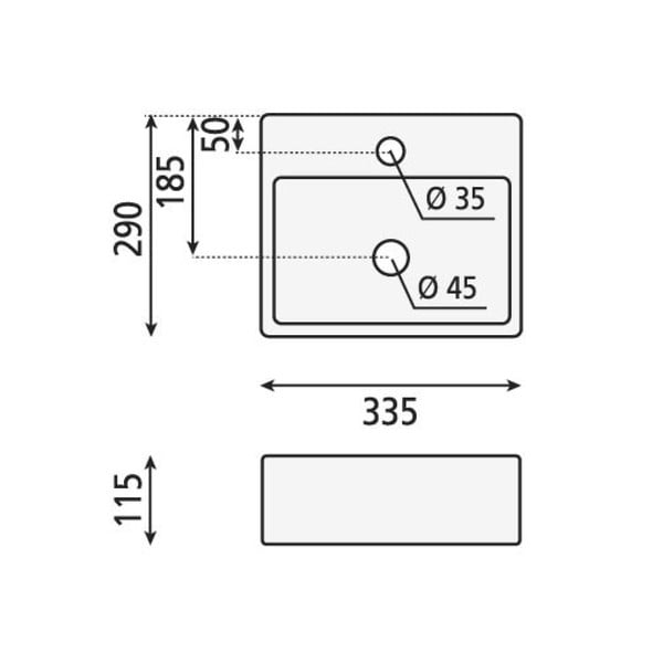 Valge keraamika väike vannitoa valamu  33,5x29 cm Giulia – Sapho-image-3