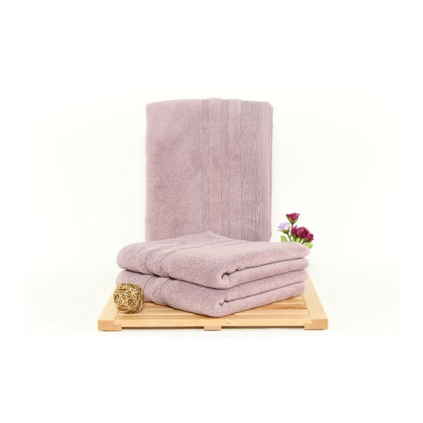 Sada 3 růžových ručníků Hidrophile, 50 x 100 cm