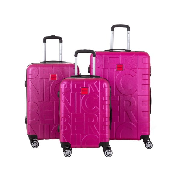 Sada 3 růžových cestovních kufrů Berenice Typo