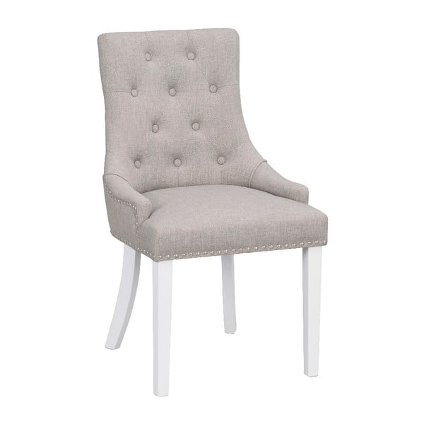 Světle šedá polstrovaná jídelní židle s bílými nohami Rowico Vicky