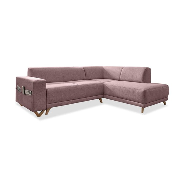 Roosa nurgadiivanvoodi panipaigaga (parem nurk/L-kujuline) Classy Sophie – Miuform