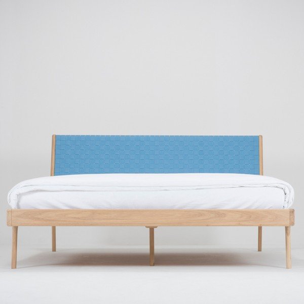 Sinine/loomulik tammepuust kaheinimesevoodi 160x200 cm Fawn - Gazzda-image-3